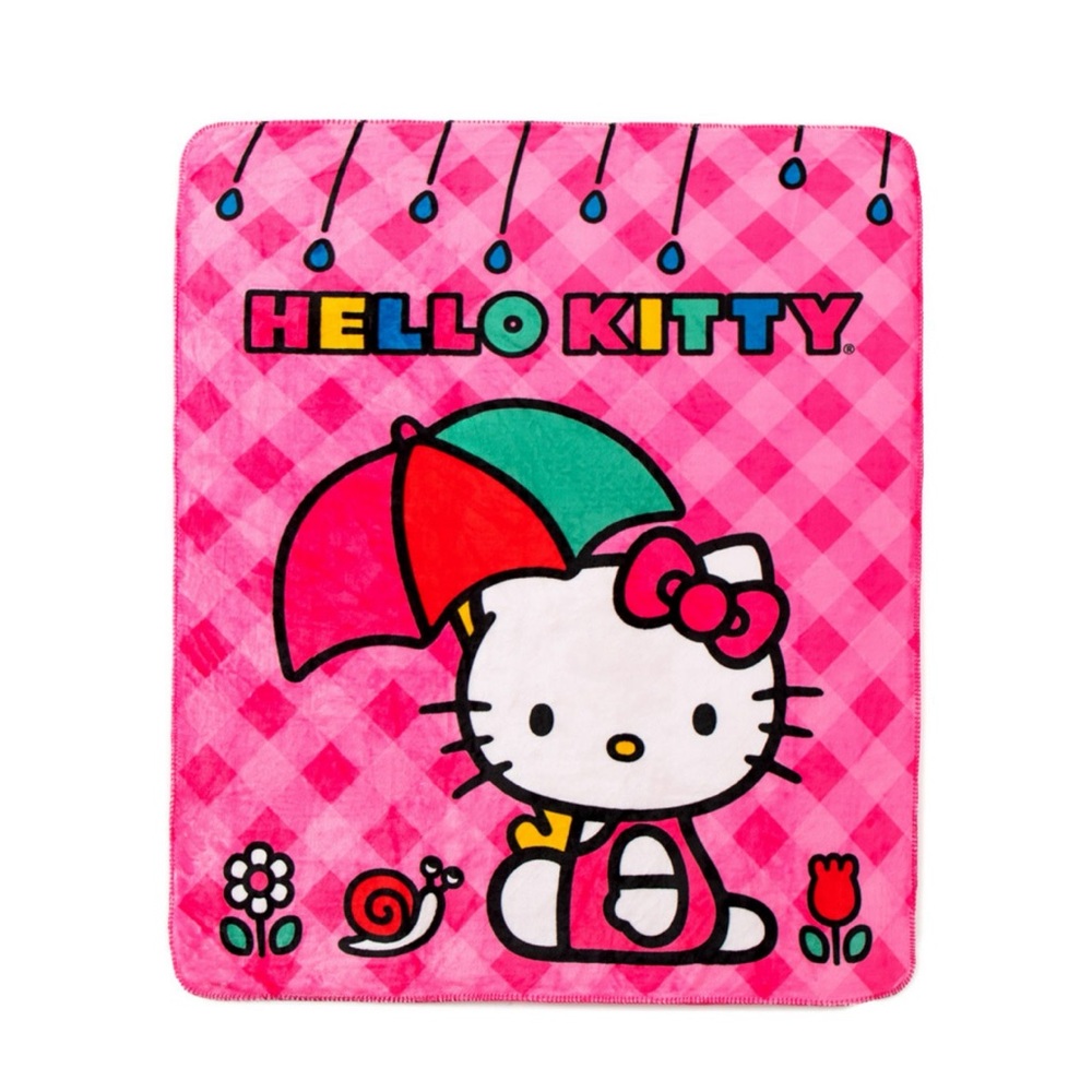 Hello Kitty "Rainy Day‎ Kitty" Faux Fur Throw